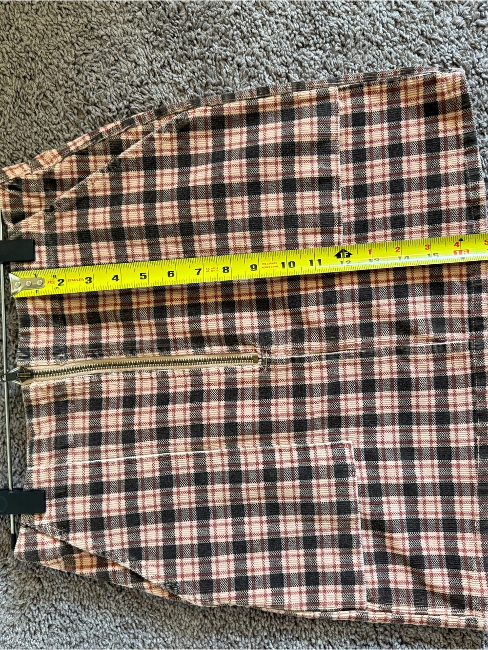 wild fable Corduroy Pink and Brown Plaid Front-Zip Mini Skirt - Picture 6 of 8